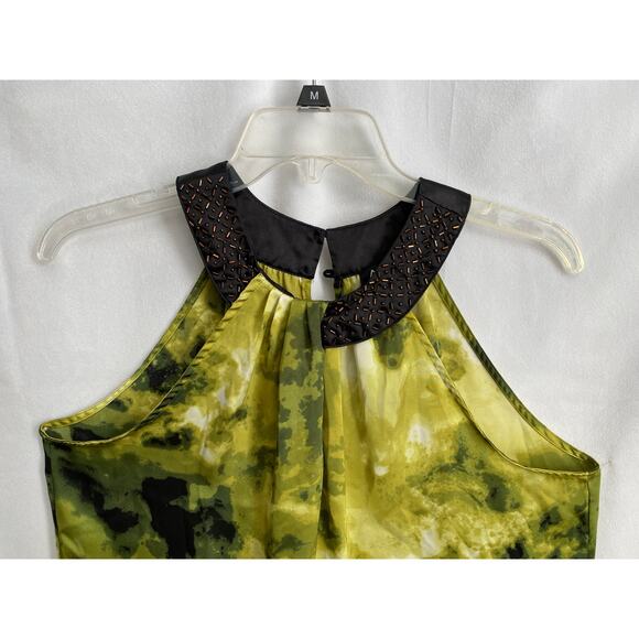 Apt. 9 Chartreuse & Black Sleeveless Round Sequin Collar Blouse Medium - Picture 4 of 10